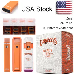 VS Warehouse Dabwoods 10 smaken wegwerp vape pennen e sigaretten oplaadbare vape desechable 1,0 ml pod lege pods 280 mAh batterij startkits micro USB Charger