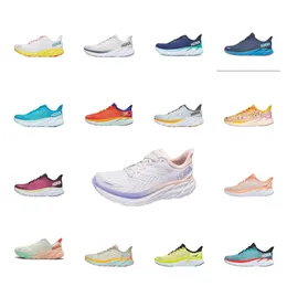 Hoka Running Shoes Hoka Bondi 8 Clifton Mens Womens Sports Sneakers Treinadores Novo Estilo de Triplo Branco Preto Âmbar Amarelo Goblin Azul