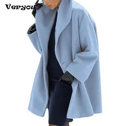 Pelliccia 2021 Cappotto in pile da donna con collo a scialle Elegante misto cappotti Cappotto a maniche lunghe Capispalla Giubbotti Tinta unita Streetwear