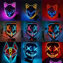 Party Masks Halloween Mask Led Light Up Scary For Festival Cosplay Costume Masquerade Parties Carnival Gift Fy9210 0825 Drop Deliver Dhuxr