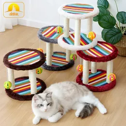 Cat Furniture Scratchers Kratzbaum Schwertseil Katze bequemer und geräumiger Regenbogen-Klettergerüst 231128