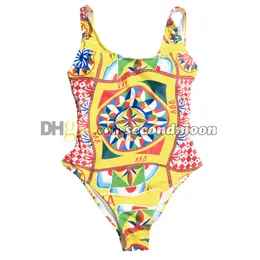 Traje de baño con estampado geométrico para mujer, traje de baño de Color contrastante, traje de baño para surf y buceo, ropa de playa con estampado de letras