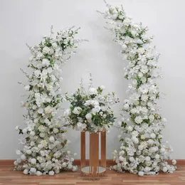 Horn Moon Shape Arch with Floral Arrangement Wedding Backdrop Stage Flower Stand Tabell Centerpieces Ball Window Display