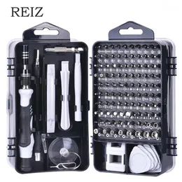 Conjunto de chaves de fenda Schroevendraaier REIZ Kit de bits de chave de fenda hexagonal de precisão Bits magnéticos 110/112/115 em 1 Multiferramentas para reparo de telefones celulares