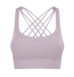 Lulus Sports Bra Gym Clothes Women 8 Line Sexy Lu Yoga Outfits Sports Solid Color Push Up Crossing Bras Q4