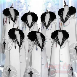 Costumi anime Gioco Genshin Impact Fatui Costume cosplay Dottore Arlecchino Il Capitano Tartaglia Marionette Pulcinella Colombina Mantello C07575-A zln231128