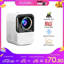 Projectors Touyinger ET31 Pro Android Beam Projector Portable Projectors för filmer Mini Short Focus Homeater LED 4K Beamer Q231128