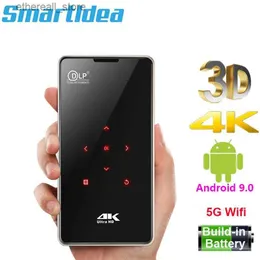 Projektory SmartlDea HD Portable Mini 3D 4K DLP Projector Android 9.0 5G WiFi Pocket Pocket Beamer smartfon Home Gra wideo Proyector Q231128