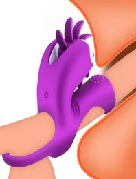 Anillo sexual para pene, vibradores, rotación de lengua, estimulador de clítoris, juguete sexual para parejas 5237867