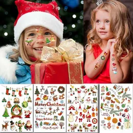 Tatuaże w kolorze naklejki do rysowania Wodoodporne świąteczne tatuaż naklejki z kreskówek choinki śnieżnej wzór tymczasowe tatuaże dla dzieci kobiety Menl231128