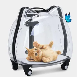 Carrier Hittoal Pet Trolley Dogs Cats Trave Transparent Space Capsule Bagage Bag Outing Portable Fashion Ryggsäck Bubble Box