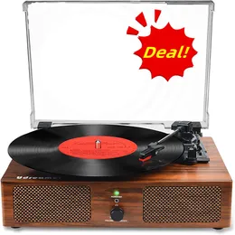 record player turntable vinyl record player bluetooth Wireless Turntable with Built-in Speakers and USB Belt-Driven Vintage Phonograph Recor