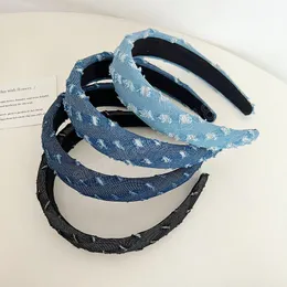 Accessori per capelli Semplici ed eleganti Top con teschio alto Fashion Spugna imbottita Head Hoop Retro Denim Tie Dyed Headband