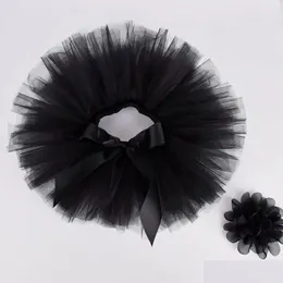 Skirts Skirts Black Baby Girls Fluffy Tutu Skirt Headband Set Born Po Prop Costume Infant Birthday Tle Tutus Outfit For 0-12M 231013 D Dhnjx