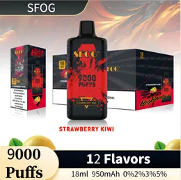 24hr shipping V ape Box Original SFOG BIG BAND 9000 Disposable E Cigarettes 12 flavors 1 ohm Rechargeable 0% 2% 3% 5%