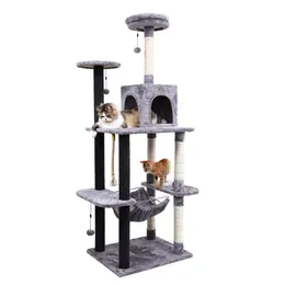 Spielzeug 9 Art Cat Toy Kratzerpfosten für Katzenholz -Kletterbaum -Trainingsrahmen Katzenmöbel Katzenhaus Eigentumswohnung Hauslieferung