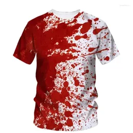 Homens Camisetas Horror Sangue 3D Impressão Camisa Homens Verão O Pescoço Manga Curta Tees Tops Estilo Moda Roupas Masculinas Camisetas Casuais