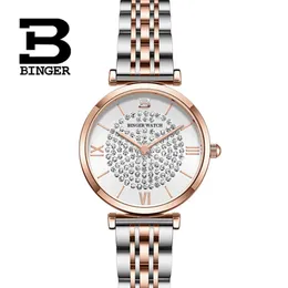 Relógios femininos suíça binger marca de luxo japão miyota quartzo relógios femininos diamante aço inoxidável à prova dwaterproof água retro senhoras relógios b522 231128