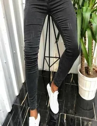 Jeans Men Black Moto Skinny Stretch Ripped Denim Pencil Pants Streetwear s Pure Color Elastic 2204084716399