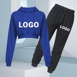 Women's Two Piece Pants Custom LOGO Women Tracksuit Brand Short Sweatshirts And Outfits Spring Autumn Fashion Casual DIY Female 2 Set