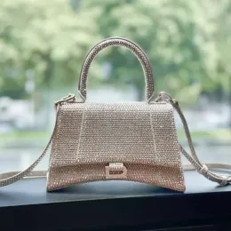 Clessidra Borsa a tracolla con strass intarsiata Borsa firmata Borsa da donna Borsa a tracolla di lusso con catena a tracolla Borsa a tracolla in vera pelle Borsa da sera alla moda