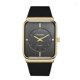 Relógios de pulso mulheres relógio de silicone macio banda de borracha quartzo relógio de pulso simples minimalista feminino preto branco relógio de ouro estudantes moda reloj