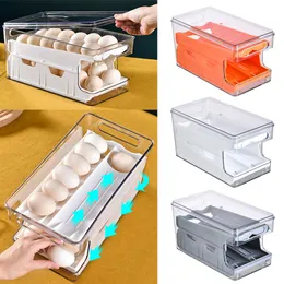 조직 냉장고 조직 계란 저장 상자 계란 자동 슬라이드 컨테이너 냉장고 서랍 주최자 상자 플라스틱 저장 용기