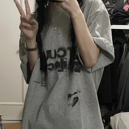 Koszulka damska DeepTown Y2K Harajuku Tshirt Kobiety vintage ponadgabarytowy grunge krótkie koszulki estetyczne Koreańska moda Goth Streetwear Top Hippie 230428