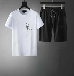 Designer White Mens Clothing Sets Classic Casual Casual Luxury Brand Modello digitale Stampa di cotone setoso T-shirt a collo rotondo Sport Sports Abiti maschili 0206