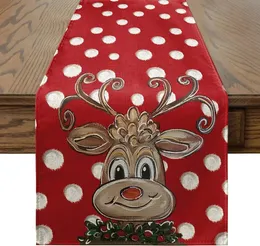 Дорожка для стола, милые рождественские льняные дорожки с оленями, Санта-Клаус, снеговик, дорожки с узором 2024, рождественское украшение для столовой 231127