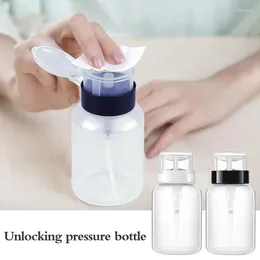 Lagringsflaskor nagellack remover flaska uv gel tryck konst ren tom pump vätska