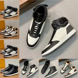 Italien design berömd varumärke High-Top Rivolis Men sneaker skor brun vit svart kalv läder snörning gummi sula parti bröllop skateboard grossist skor eu38-46