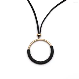 Pendant Necklaces Simple Necklace Women Long Adjustable Chains Rubber Jewelry Black Rope Boho Match Clothes Gift