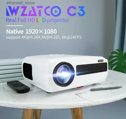 Projectors WZATCO C3 Full HD 1080P Projector Android 9.0 WIFI 300inch Big Screen Proyector Home theater Media Video Player Smart Beamer Q231128