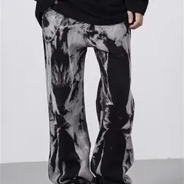 Jeans da uomo per Pria Di Musim Semi dan Gugur Lurus Longgar Celana Kaki Lebar Gaya Korea Serbaguna Kasual Tampan 230427
