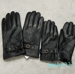 Men's Winter Leather Gloves Warm Soft Black Men's Outdoor Cycling Ski Gloves