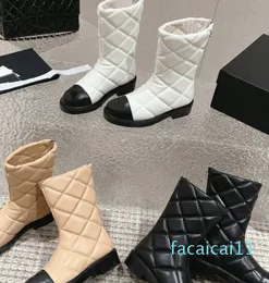 New Arrival Brand Designer Fashion Autumn and Winter Women's Ankle Thick Heels Short Half Top High Quality Genuine Leather Shoes Pearl Heel Woman CCity Boots White