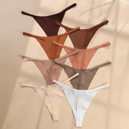 Calcinha sem costura para mulher macia fina banda de seda gelo g-strings mulher cetim roupa interior feminina calcinha de biquíni cordas