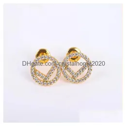 Hoop & Huggie Fashion Hoop Earrings With Letter F Stones For Lady Women Party Wedding Lovers Gift Engagement Jewelry Drop Delivery Jew Dhaqm