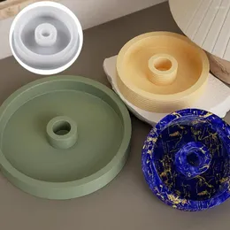 Castiçais DIY titular estêncil redondo molde de silicone para artesanato resina epóxi molde de fundição macio