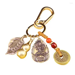 Keychains Copper Coin Chinese Fengshui Keychain for Women Men Vintage Buddha nyckelringar rikedom Luck Money Year Birthday Present