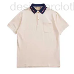 Camisetas para hombres Diseñador de lujo La versión correcta de bordado Elástico con cuentas Polo de algodón Botón de manga corta Ropa de cuerda UWPD