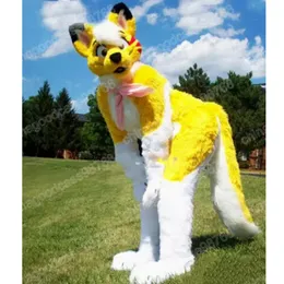 Natal amarelo husky cão mascote traje halloween fantasia vestido de festa personagem dos desenhos animados terno terno carnaval unisex roupa publicidade adereços