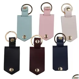 Jewelry Leather Keychains Pendant Sublimation Blank Aluminum Alloy Car Key Ring Heat Transfer Diy Decorative Keychain 6 Colors Drop De Dhqsa