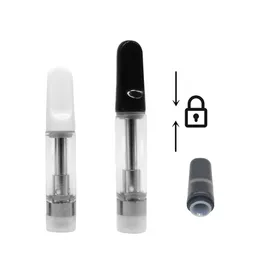 Push Top TH205 Vape Cartridges 0.5ml 0.8ml 1.0ml Atomizer Snap On Ceramic Coil Carts Press In Tips 510 Thread Thick Oil Vaporizers In Foam