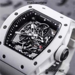 Designer Luxury Ric miiies watch Watch RM Automatic Wristwatches Mechanical Swiss Made Mens Series RM055 White Ceramic Hollow Fashion
