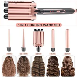 Curling Irons Professional Hair Curler Hair Curling Iron Ceramic Styling Tool Electric 5 In 1 Hair Waver Pear Flower Coneroller Curling Wand Q231128