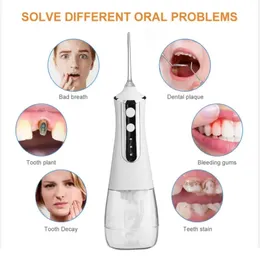 300ml Portable USB Rechargeable Oral Irrigator with 5 Modes and 6 Jet Tips - Effective Dental Water Flosser for Cleaner Teeth and Healthier Gums