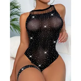 Pigiama sexy Taglie forti Strass Hotysuit erotici per le donne Biancheria intima sexy a rete Abito babydoll Biancheria intima pornografica Maglia Abbigliamento sessuale S-3XL 231128