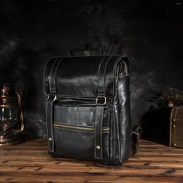 Plecak Oryginalny skórzany projekt ciężkiego projektu Mężczyźni Travel Casual Daypack RucksAcka Moda Knapsack College School Laptop Bag 9088